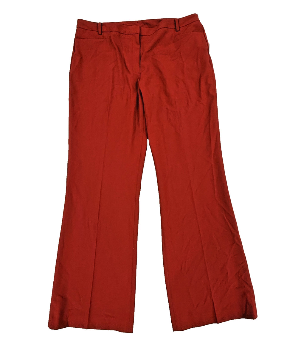 Dkny Pants Womens 16 Red Stretch Flat Front Slim Flare Leg Office Business NWT